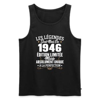 Cadeau d'anniversaire légendes sont nées en 1946 - Débardeur bio Premium Homme - noir - Devant - Michal (187cm)