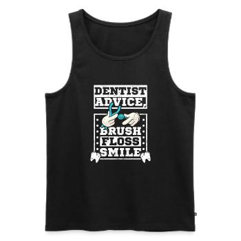 Conseils du dentiste brosse à fil dentaire sourire - Débardeur bio Premium Homme - noir - Devant - Michal (187cm)