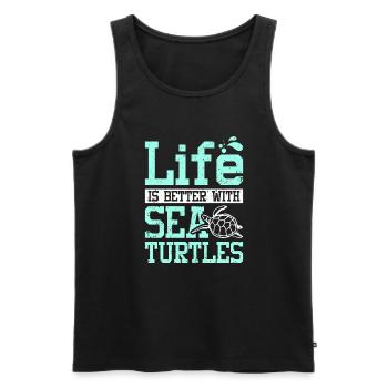 La vie est meilleure avec les tortues de mer - Débardeur bio Premium Homme - noir - Devant - Michal (187cm)