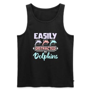 Easily distracted by dolphins - Männer Premium Bio Tank Top - Schwarz - Vorne - Michal (187cm)