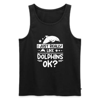 I just really like dolphins ok? - Männer Premium Bio Tank Top - Schwarz - Vorne - Michal (187cm)