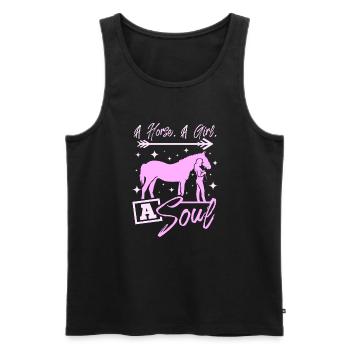 Un cheval une fille une âme - Débardeur bio Premium Homme - noir - Devant - Michal (187cm)