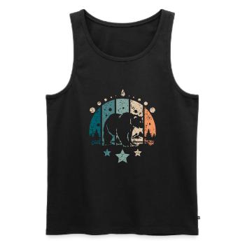 Retro Vintage Forest Polar Bear - Männer Premium Bio Tank Top - Schwarz - Vorne - Michal (187cm)