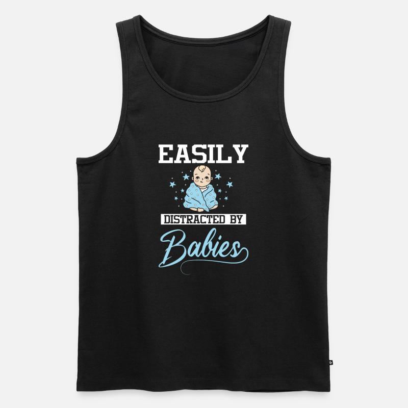 Easily distracted by babies - Männer Premium Bio Tank Top - Schwarz
