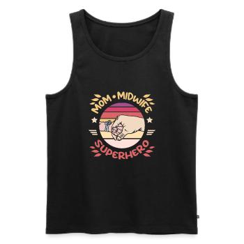 Maman sage-femme super-héroïne - Débardeur bio Premium Homme - noir - Devant - Michal (187cm)