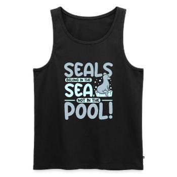 Seals belong in the sea not in the pool - Männer Premium Bio Tank Top - Schwarz - Vorne - AI Model Male 178 light (178cm)