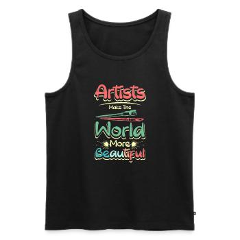 Les artistes rendent le monde plus beau - Débardeur bio Premium Homme - noir - Devant - Michal (187cm)