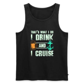 Je bois de la bière et je navigue - Débardeur bio Premium Homme - noir - Devant - AI Model Male 178 light (178cm)