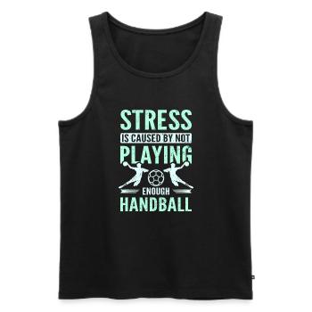 Stress is caused by not playing enough handball - Männer Premium Bio Tank Top - Schwarz - Vorne - AI Model Male 178 light (178cm)