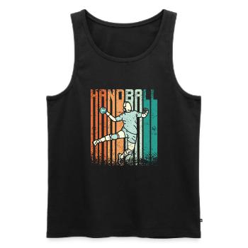 Retro Vintage Handball - Männer Premium Bio Tank Top - Schwarz - Vorne - AI Model Male 178 light (178cm)