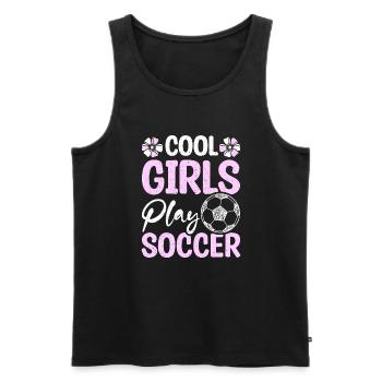 Les filles cool jouent au football - Débardeur bio Premium Homme - noir - Devant - Michal (187cm)
