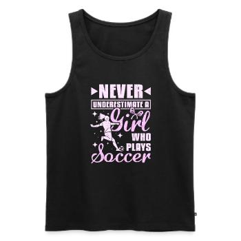 Never underastemate a girl who plays Soccer - Men's Premium Organic Tank Top - black - Front - Michal (187cm)