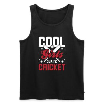 Cool girls play cricket - Männer Premium Bio Tank Top - Schwarz - Vorne - AI Model Male 178 light (178cm)