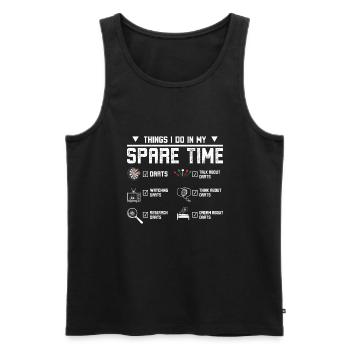 Things I do in my spare time playing darts - Männer Premium Bio Tank Top - Schwarz - Vorne - Michal (187cm)