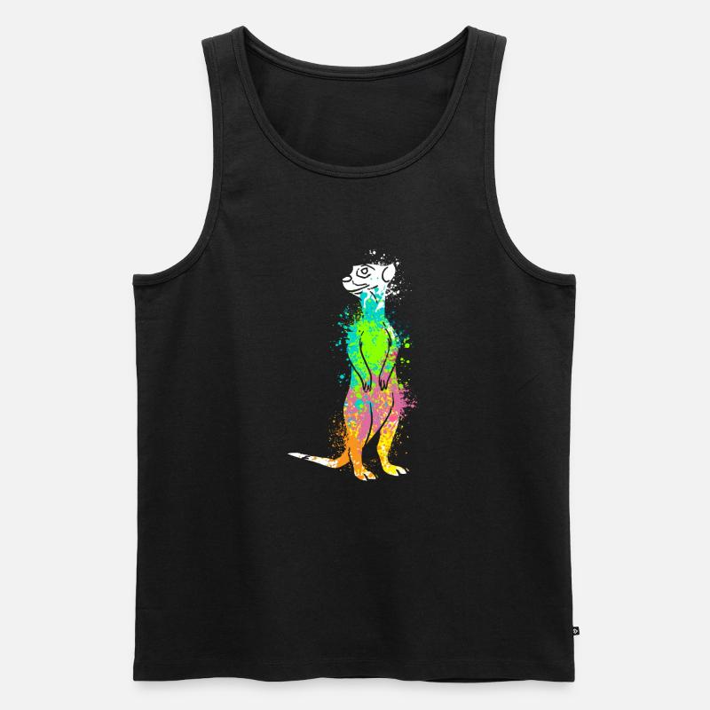 Splash Art Surikate Erdmännchen - Männer Premium Bio Tank Top - Schwarz