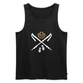 Camino de Santiago Camino de Santiago Pèlerins - Débardeur bio Premium Homme - noir - Devant - Michal (187cm)