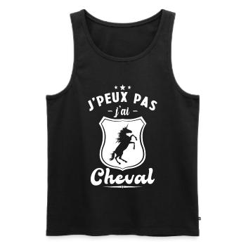 Je peux pas j'ai Cheval, Cheval cadeau - Débardeur bio Premium Homme - noir - Devant - Michal (187cm)