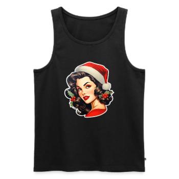 Femme au chapeau de père Noël - Débardeur bio Premium Homme - noir - Devant - AI Model Male 178 light (178cm)