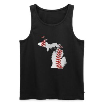 Michigan (USA) | echter Baseball | Landkarte - Männer Premium Bio Tank Top - Schwarz - Vorne - AI Model Male 178 light (178cm)