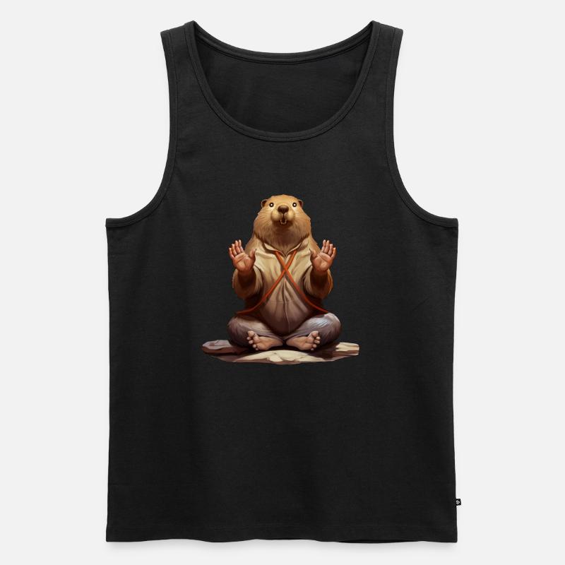 Biber Yoga - Männer Premium Bio Tank Top - Schwarz
