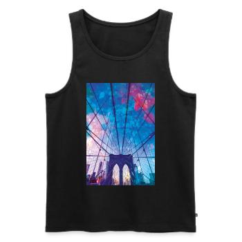 01 Brooklyn Bridge Poster Margarita Art - Men's Premium Organic Tank Top - black - Front - Michal (187cm)