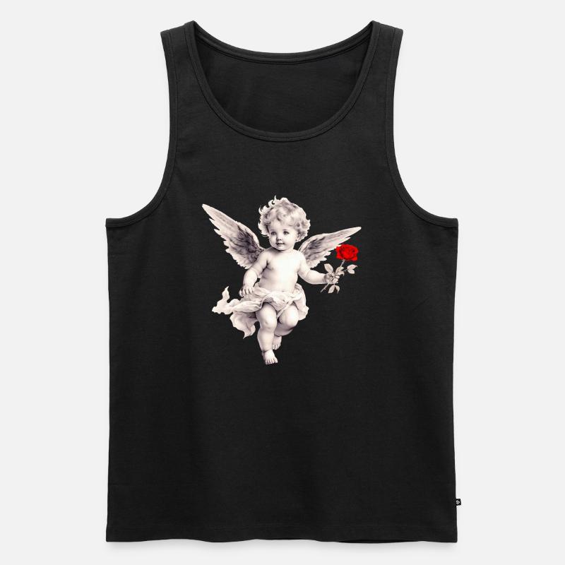 Amor mit Rose - Männer Premium Bio Tank Top - Schwarz