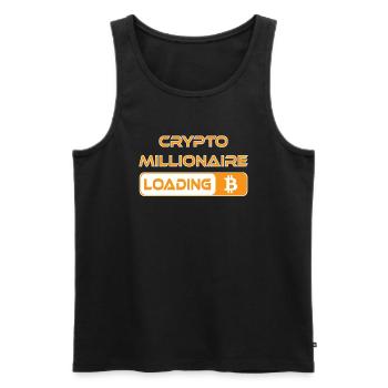 CRYPTO MILLIONNAIRE CHARGEMENT BITCOIN - Débardeur bio Premium Homme - noir - Devant - AI Model Male 178 light (178cm)