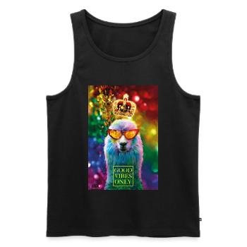 01 Lama GOOD VIBES ONLY Luxury Poster Margarita Art - Men's Premium Organic Tank Top - black - Front - AI Model Male 178 light (178cm)