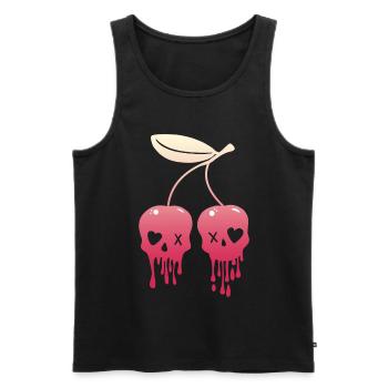 Cerises Kawaii crâne pastel Goth - Débardeur bio Premium Homme - noir - Devant - AI Model Male 178 light (178cm)