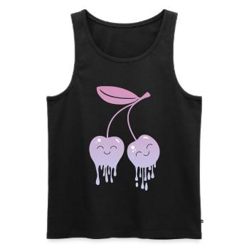 Schmelzende Kirschen Kawaii - Männer Premium Bio Tank Top - Schwarz - Vorne - AI Model Male 178 light (178cm)