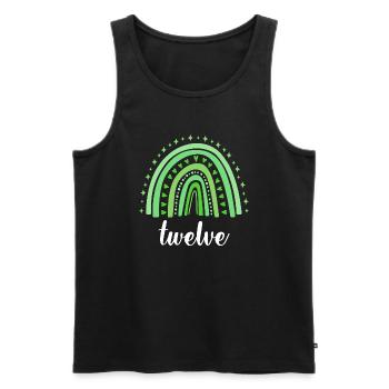 Green Rainbow Twelve Years 12th Birthday - Men's Premium Organic Tank Top - black - Front - AI Model Male 178 light (178cm)