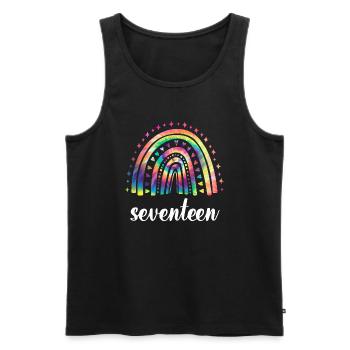 Tie Dye Regenbogen Siebzehn Jahre 17. Geburtstag - Männer Premium Bio Tank Top - Schwarz - Vorne - AI Model Male 178 light (178cm)