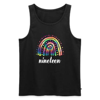 Tie Dye Regenbogen Neunzehn Jahre 19. Geburtstag - Männer Premium Bio Tank Top - Schwarz - Vorne - Michal (187cm)