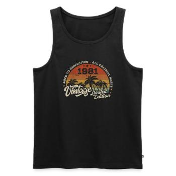 Vintage 1981 Geburtstag Retro 1981 - Männer Premium Bio Tank Top - Schwarz - Vorne - AI Model Male 178 light (178cm)