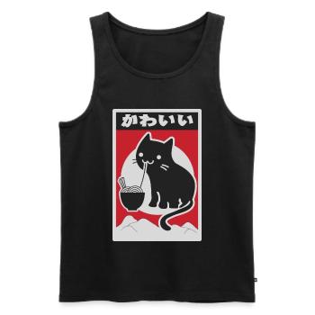 neko black love ramen - Débardeur bio Premium Homme - noir - Devant - AI Model Male 178 light (178cm)