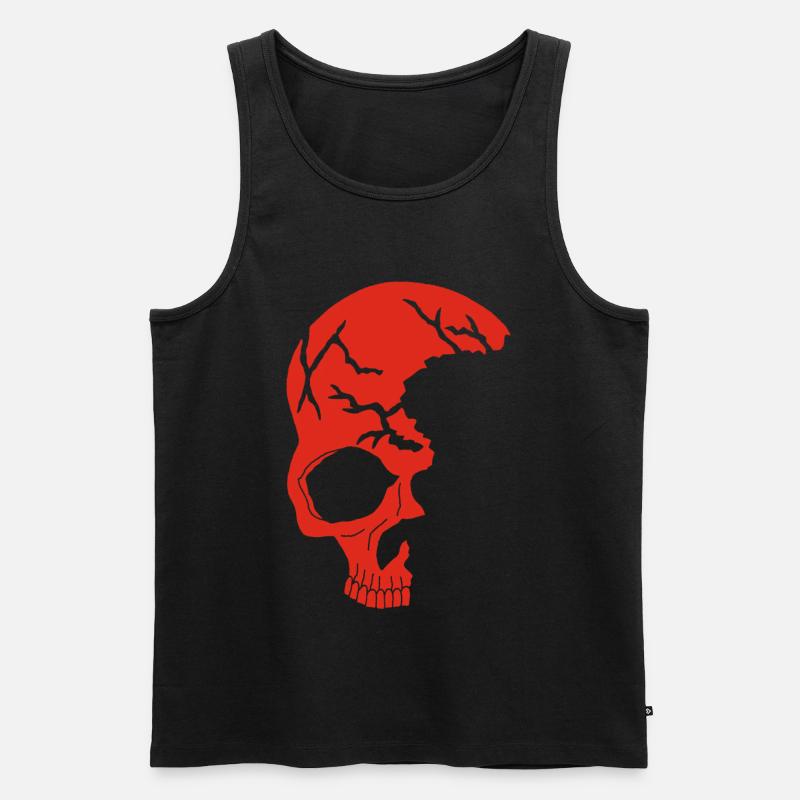 Roter Halbschädel - Männer Premium Bio Tank Top - Schwarz