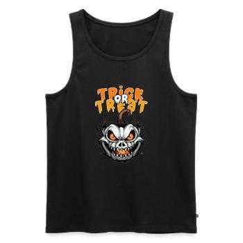 Halloween Design Creepy Pumpkin Design - Men's Premium Organic Tank Top - black - Front - AI Model Male 178 light (178cm)