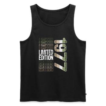 Limited Edition Since 1977 Birthday Vintage 1977 - Men's Premium Organic Tank Top - black - Front - Michal (187cm)