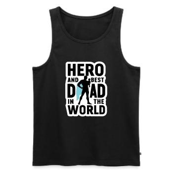 Held und bester Dad Papa in der Welt Vatertag - Männer Premium Bio Tank Top - Schwarz - Vorne - Michal (187cm)