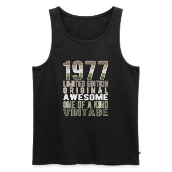Limited Edition Since 1977 Birthday Vintage 1977 - Men's Premium Organic Tank Top - black - Front - Michal (187cm)