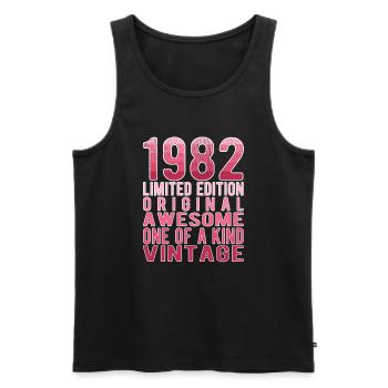 Edition limitée depuis 1982 Anniversaire Millésime 1982 - Débardeur bio Premium Homme - noir - Devant - Michal (187cm)