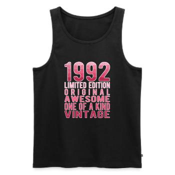 Edition Limitée Depuis 1992 Anniversaire Millésime 1992 - Débardeur bio Premium Homme - noir - Devant - Michal (187cm)