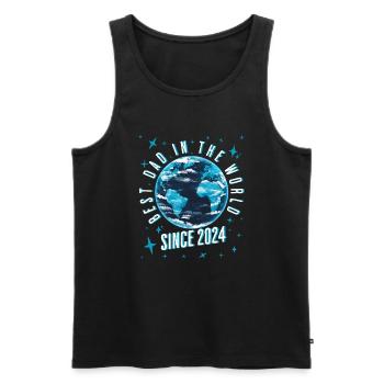 Bester Papa der Welt seit 2024 Geschenkidee - Männer Premium Bio Tank Top - Schwarz - Vorne - Michal (187cm)