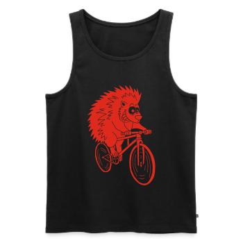 Roter Igel auf dem Fahrrad - Männer Premium Bio Tank Top - Schwarz - Vorne - Michal (187cm)