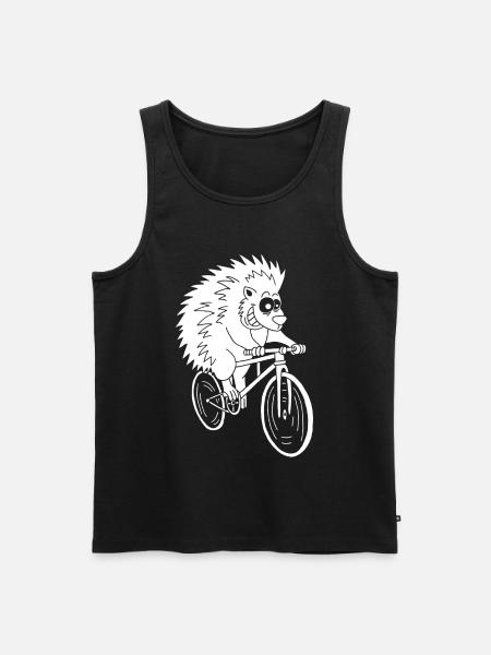 hérisson blanc à vélo - Débardeur bio Premium Homme - noir