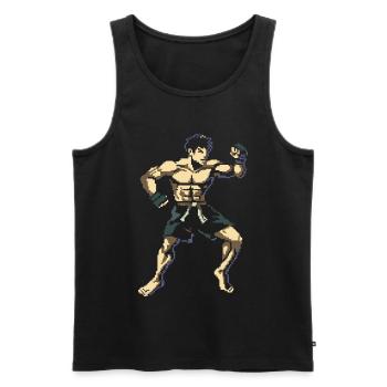 Kickboxer Pixel Graphics - Men's Premium Organic Tank Top - black - Front - AI Model Male 178 light (178cm)