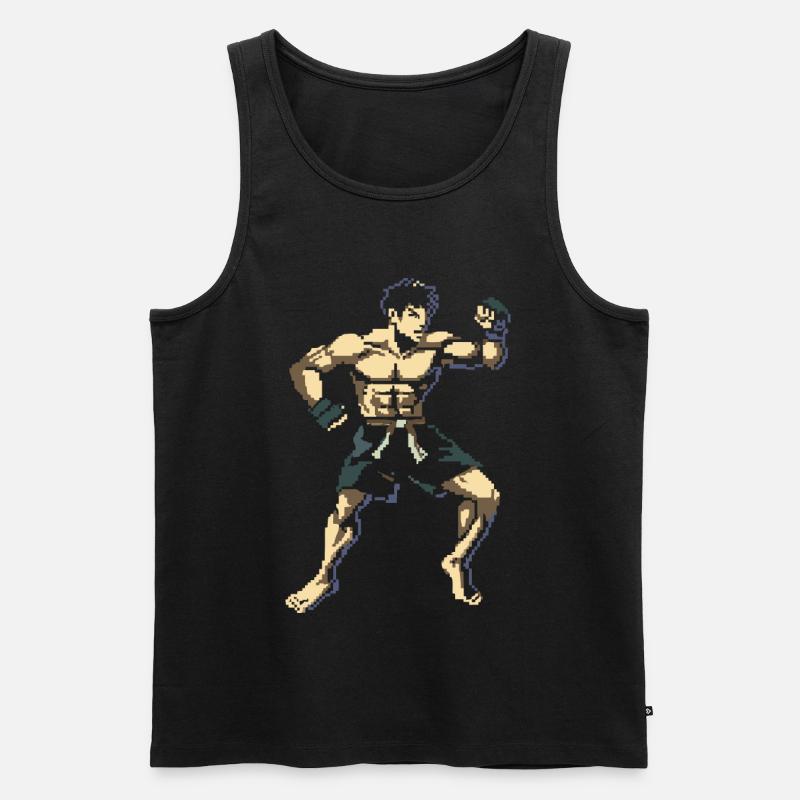Kickboxer Pixel Grafik - Männer Premium Bio Tank Top - Schwarz