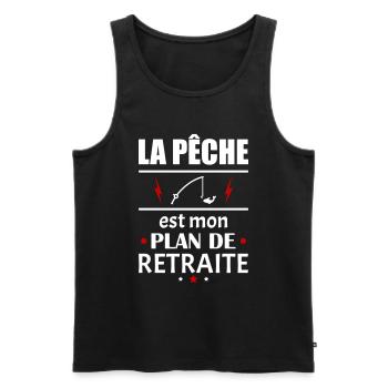 La pêche est mon plan de retraite, humour, noël - Débardeur bio Premium Homme - noir - Devant - Michal (187cm)