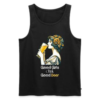 Bonne fille boire bonne bière cadeau - Débardeur bio Premium Homme - noir - Devant - AI Model Male 178 light (178cm)