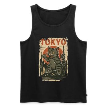 Vintage Japanese Cat Monster Art Japan Retro - Men's Premium Organic Tank Top - black - Front - AI Model Male 178 light (178cm)